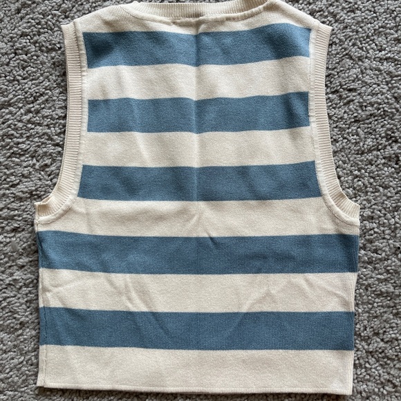 Blue and White striped knit crop top from ZARA - Picture 2 of 2